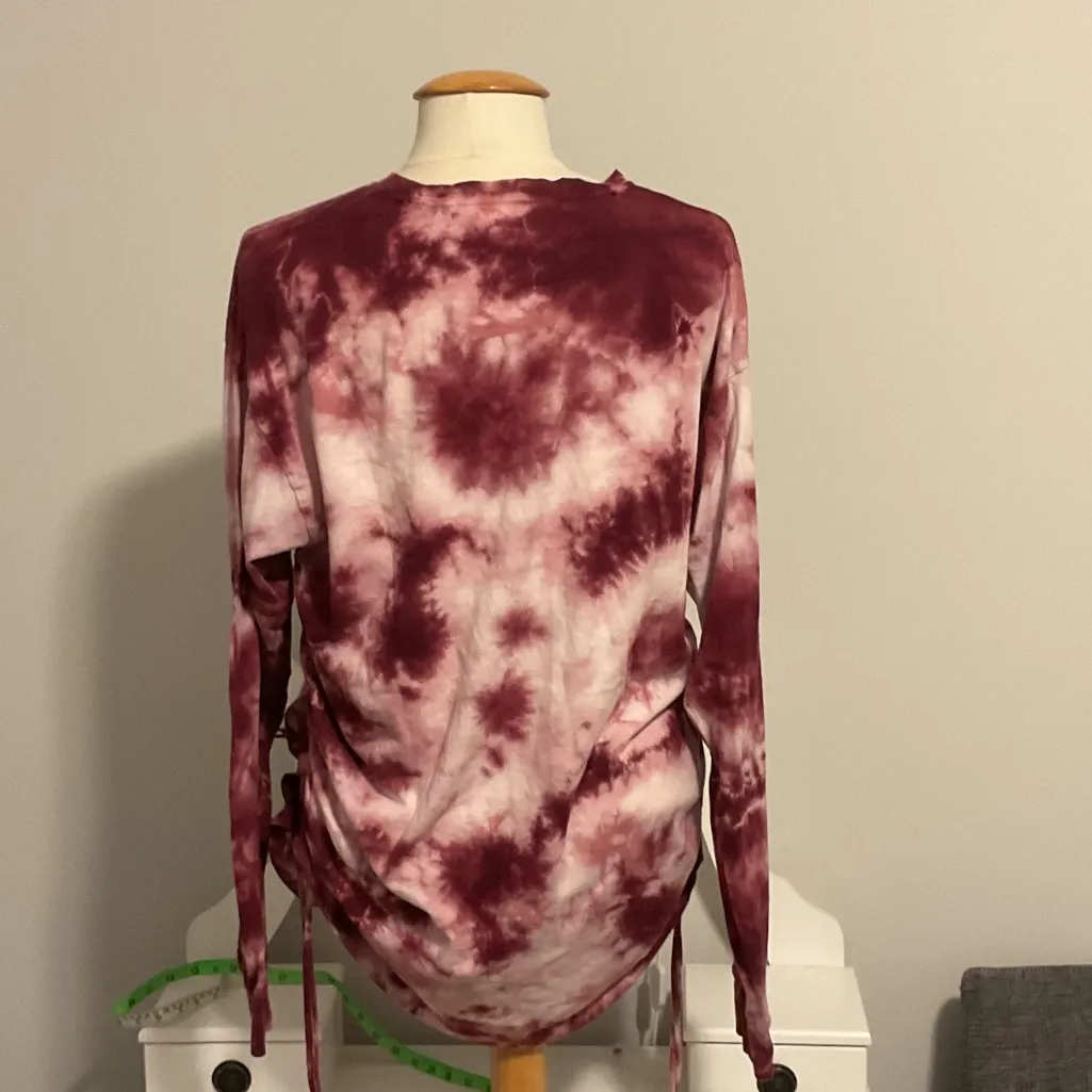PINK Victoria's Secret Maroon Tie-Dye Long Sleeve Top - Image 3