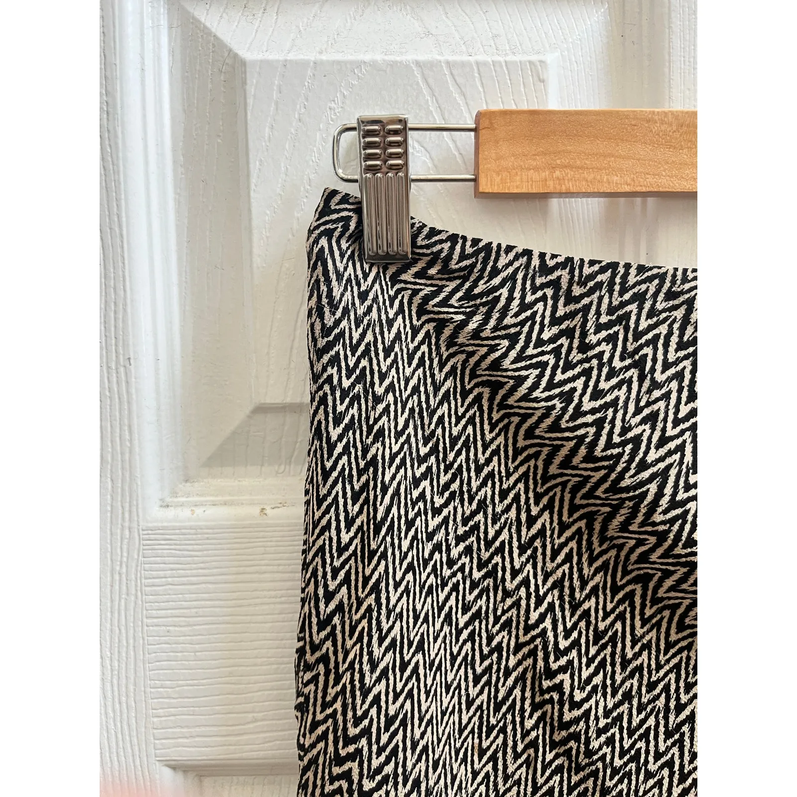 Y2K 90s Spenser Jeremy Silk Geometric Print Fully Lined Skirt Size 6/Small VTG Tan - Image 6