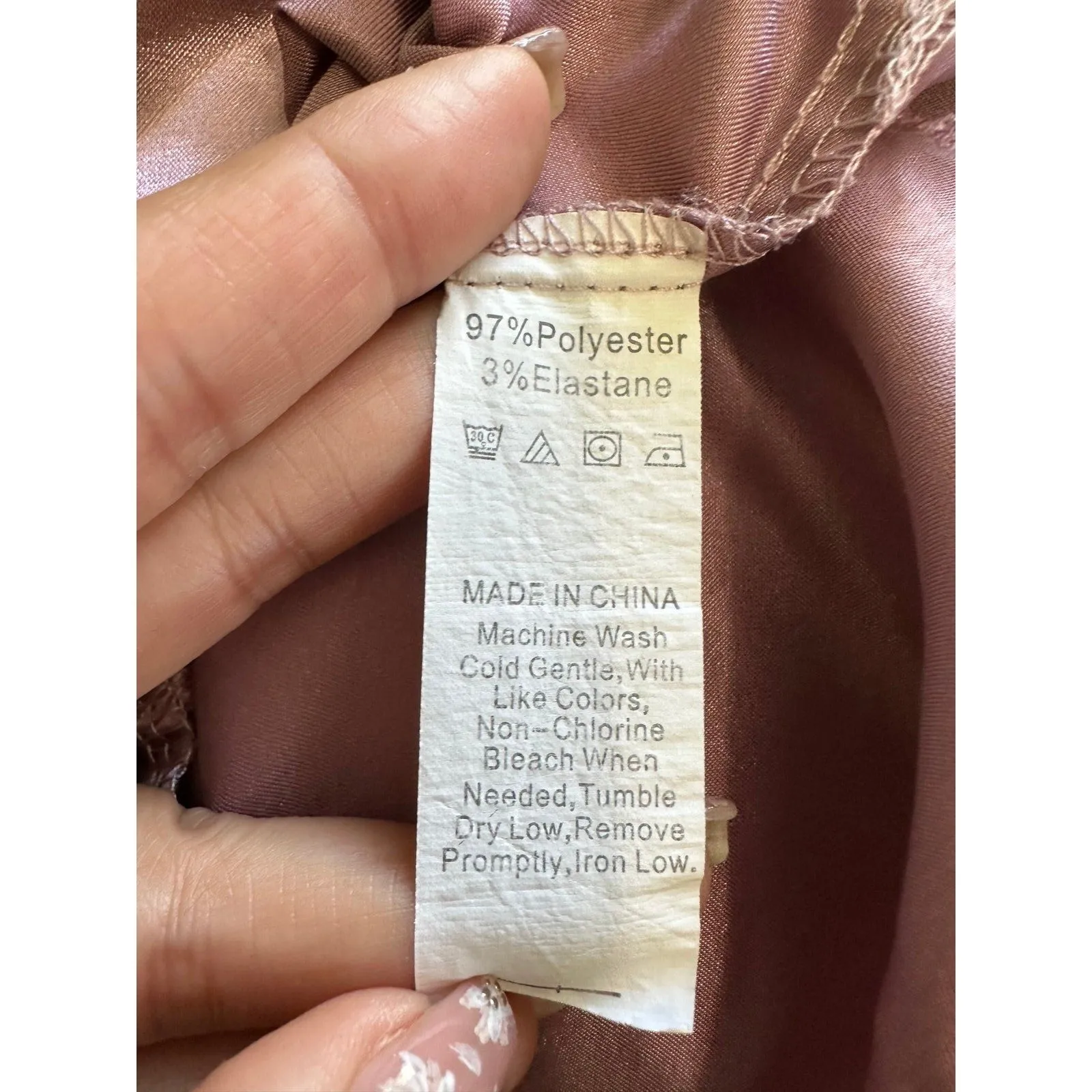 Unbranded Mauve Pink Button Down Pull On Shorts Satin Pajamas PJ Set XL - Image 7