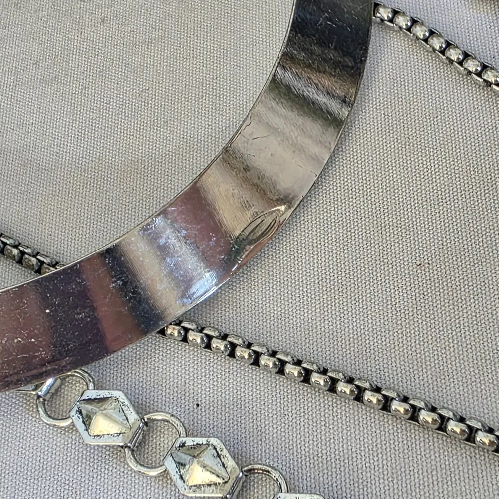 Statement Silver 3 Strand Western Boho Necklace Blue - Image 6