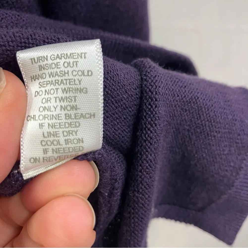 Isabella Rodriguez Hand Embroidered 3/4 sleeve Cowl Neck Purple Sweater‎ 1X - Image 8