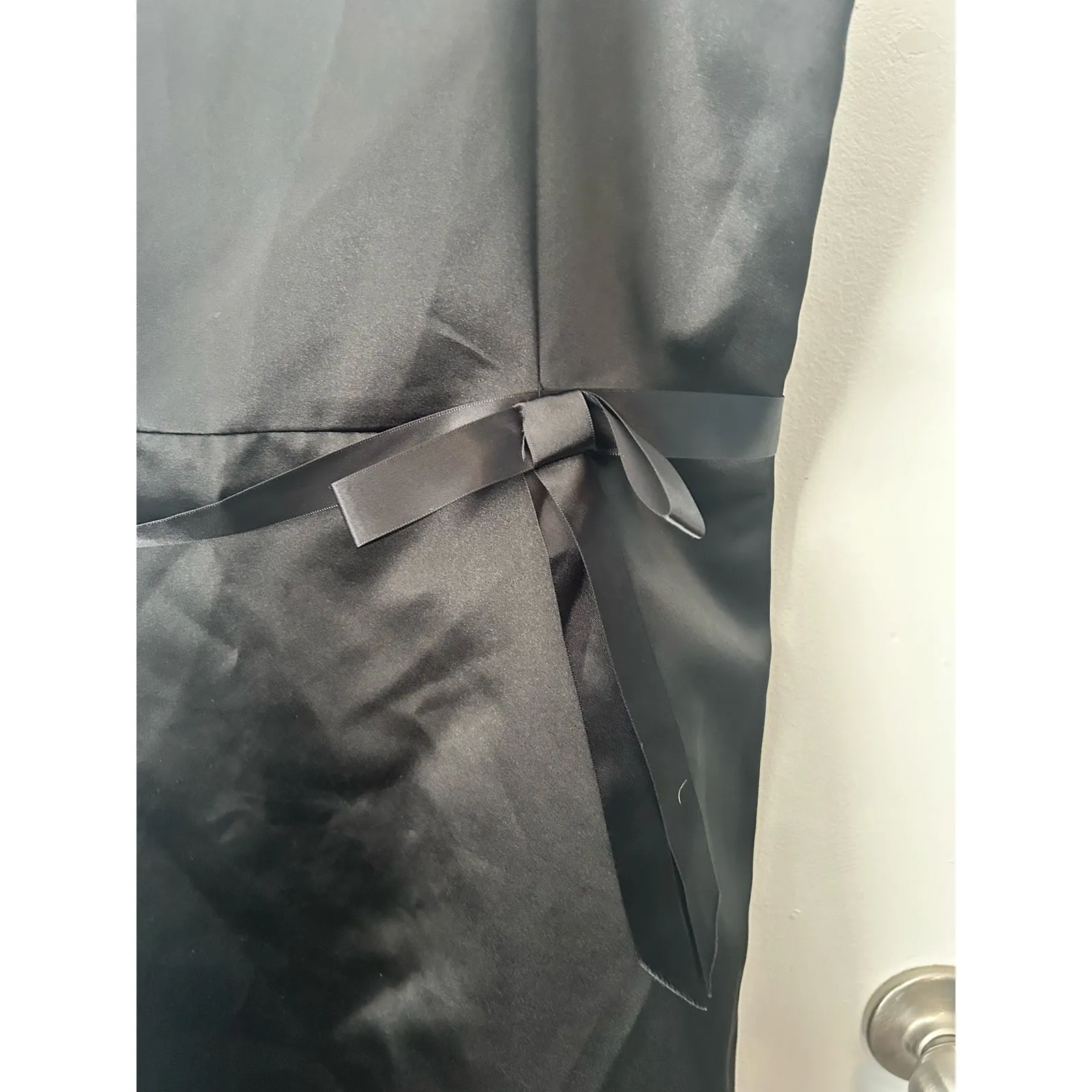 Eliza J Cocktail Dress Size Small Black Satin Strappy Bow Whimsygoth Prom Club - Image 3