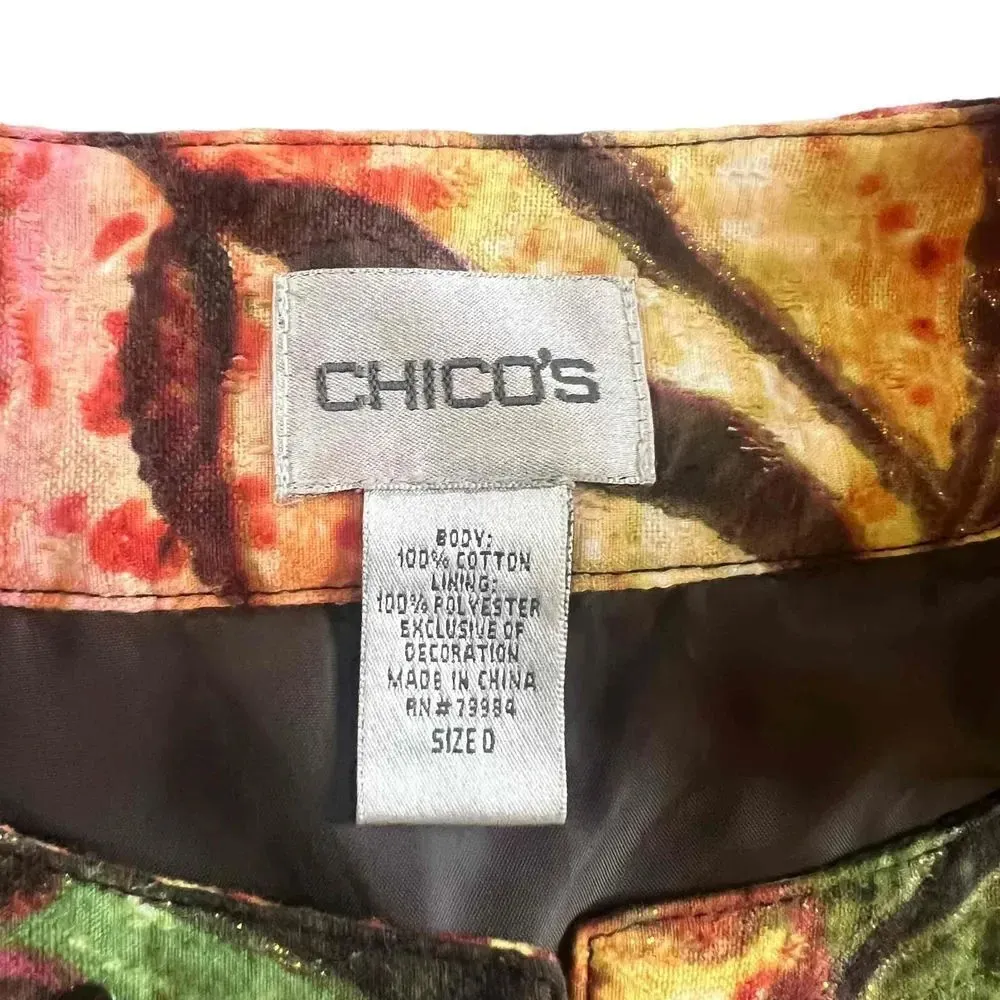 Chico's Rainbow Floral Embellished Beaded Button Up Blazer Jacket Size Size‎ 0 - Image 3