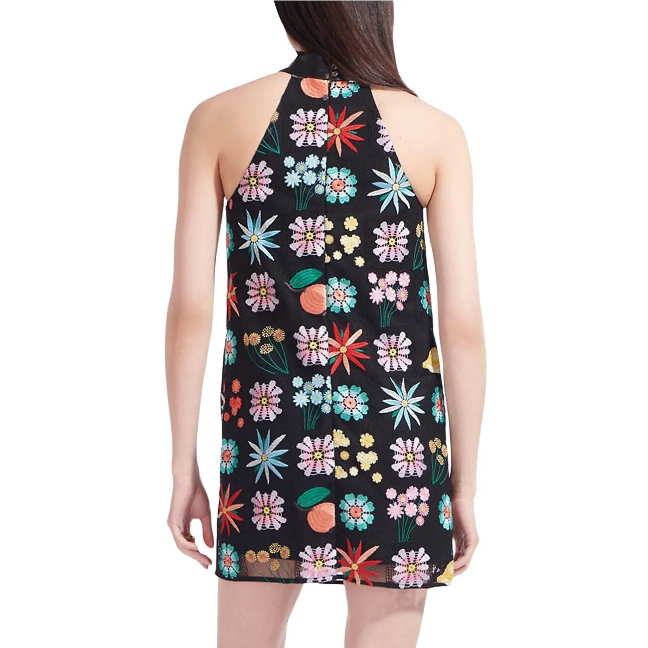 Staud Sicily Black Flower Fruit Embroidered Sleeveless Shift Mini Dress Sz 0 NWT - Image 3