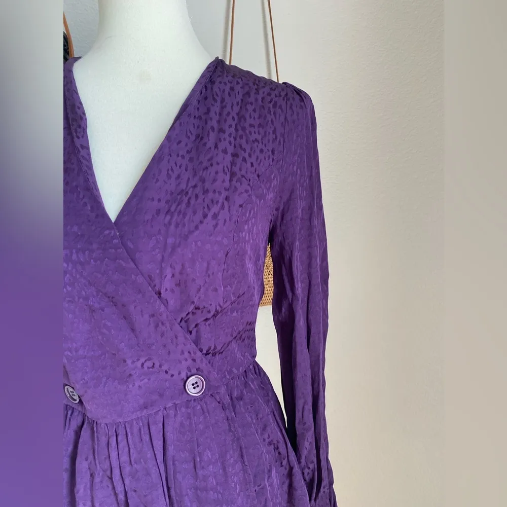 &other Stories Purple Animal Print Long Sleeve Top, Size 4 - Image 4