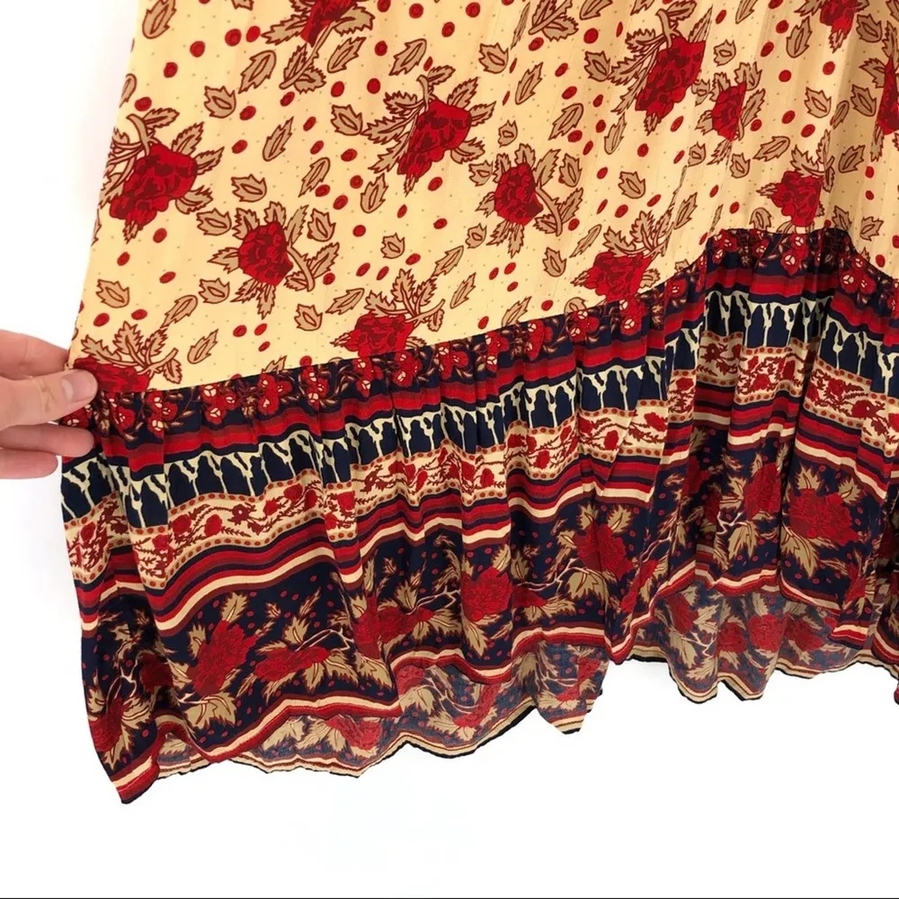 x ANTHRO Melia Midi Dress Light Yellow Red L - Image 5