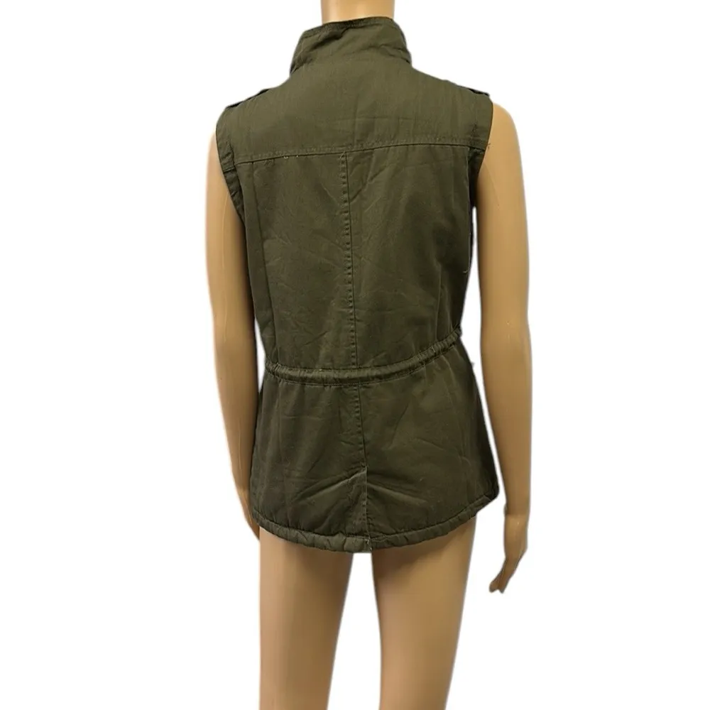 C’esttoi Vest Olive Green with Warm Faux Fur Lining Hiking Outdoors Womens Small - Image 3