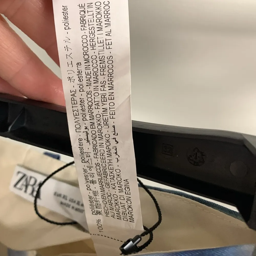 Zara Blue and White Silky Wide Leg Pants Size XL - Image 9