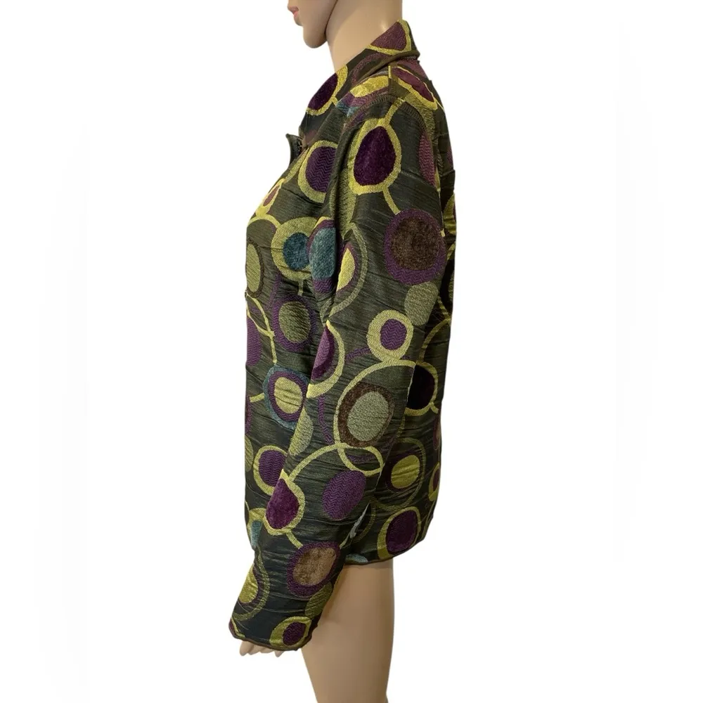 Winding River Reversible Colorful Circle Pattern Women's Jacket size M Green Size M - Image 4