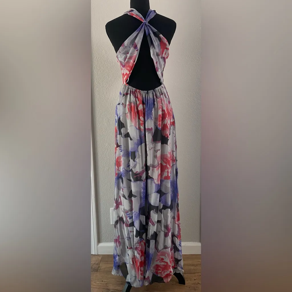 $298 EUC Charlie Jade Purple Red Floral Silk Dress XS - Image 4
