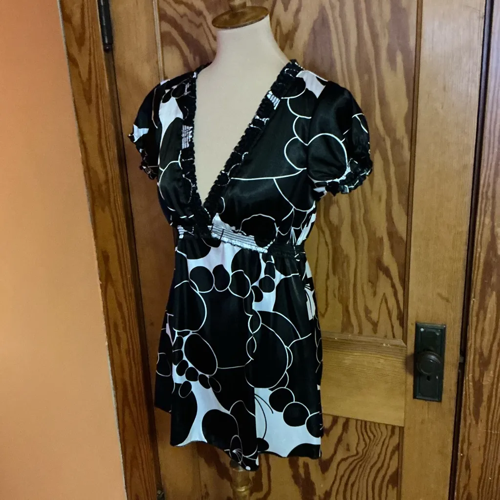 Vtg Y2K Wrapper plunging dotted top White Size M - Image 6