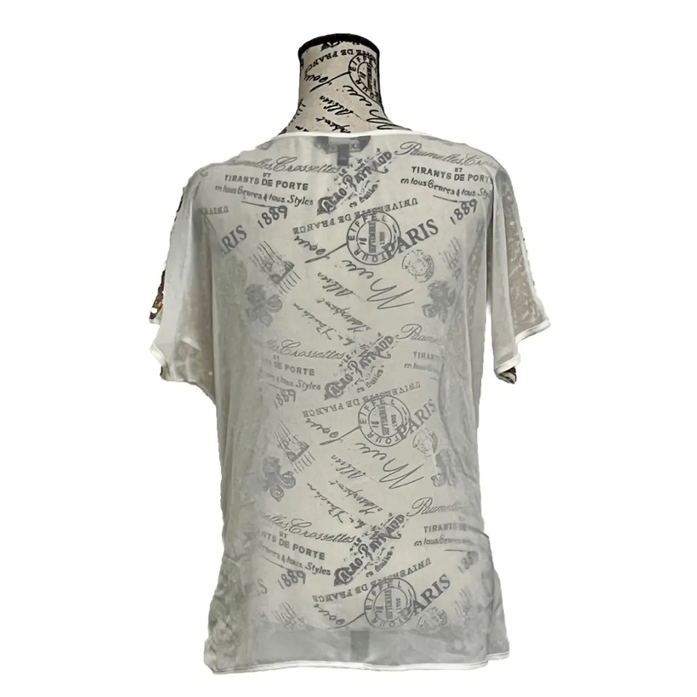 Express Vtg Fashion Women Sequin T-shirts Short Sleeve Loose Shiny Retro Y2k M - Image 5