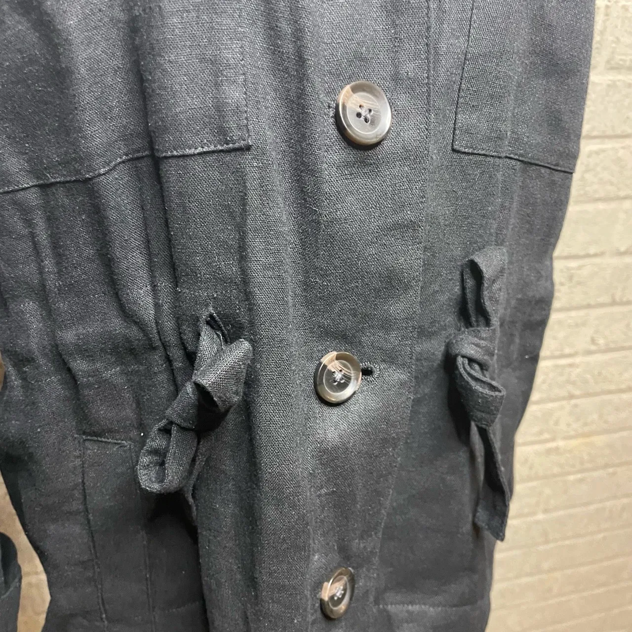 A New Day Black‎ Linen Blend Drawstring Waist Jacket Size Large - Image 3