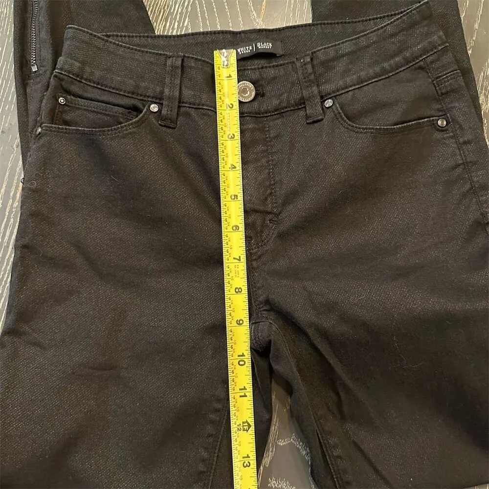 White House Black Market Skinny Jeans Black 5-Pocket Zip Women's SZ 0 - Image 6