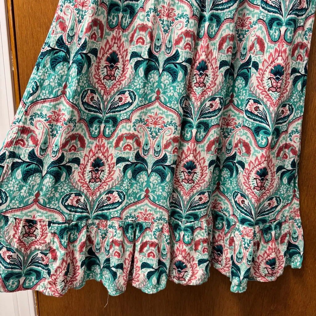 Fat Face Adele Mirrored Paisley 3/4 Sleeve Smocked Square Neck Midi Dress 8 Blue - Image 7