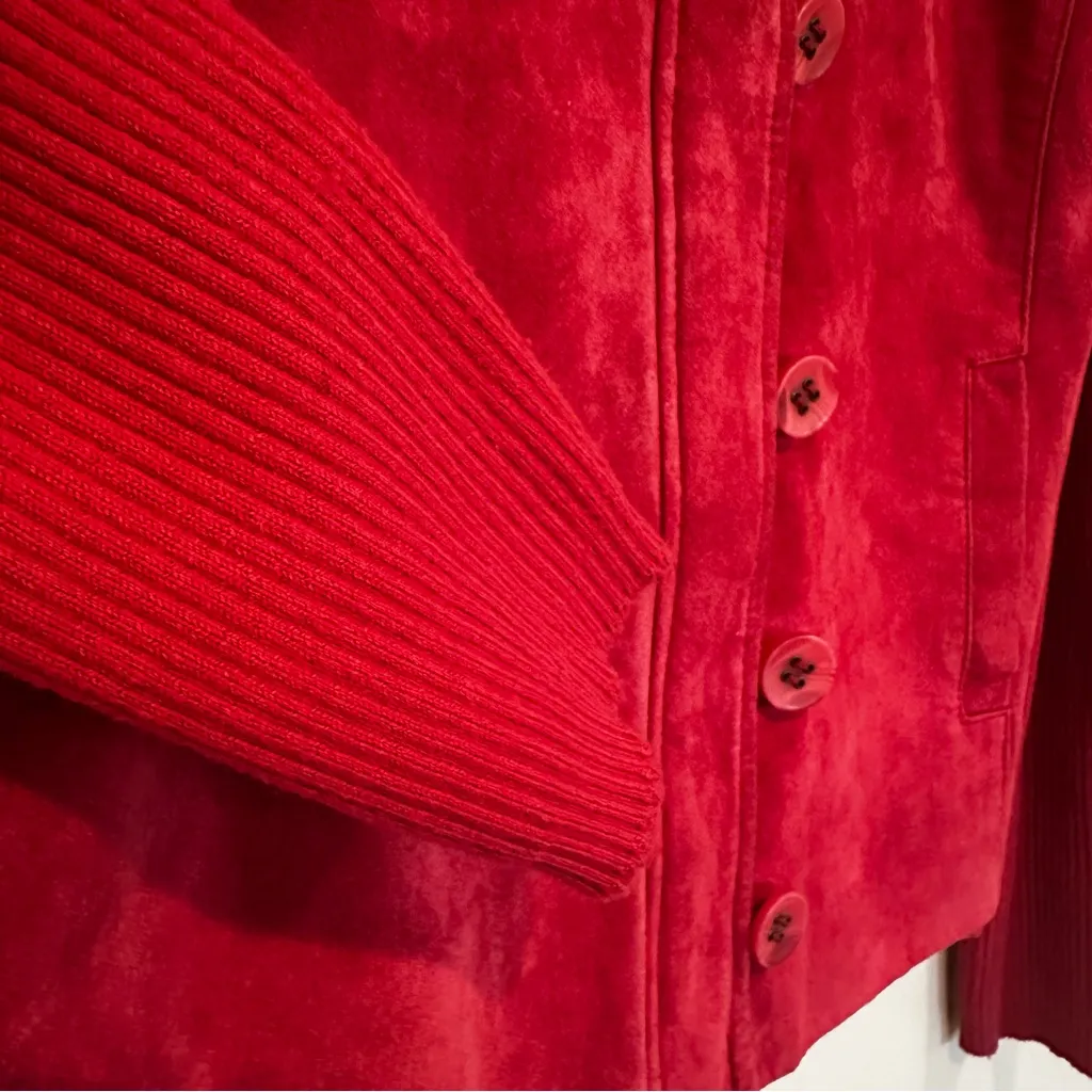 Tehama Nancy Haley Suede Ribbed Knit Sleeves Jacket Women's Medium Fuchsia Pink - Image 5