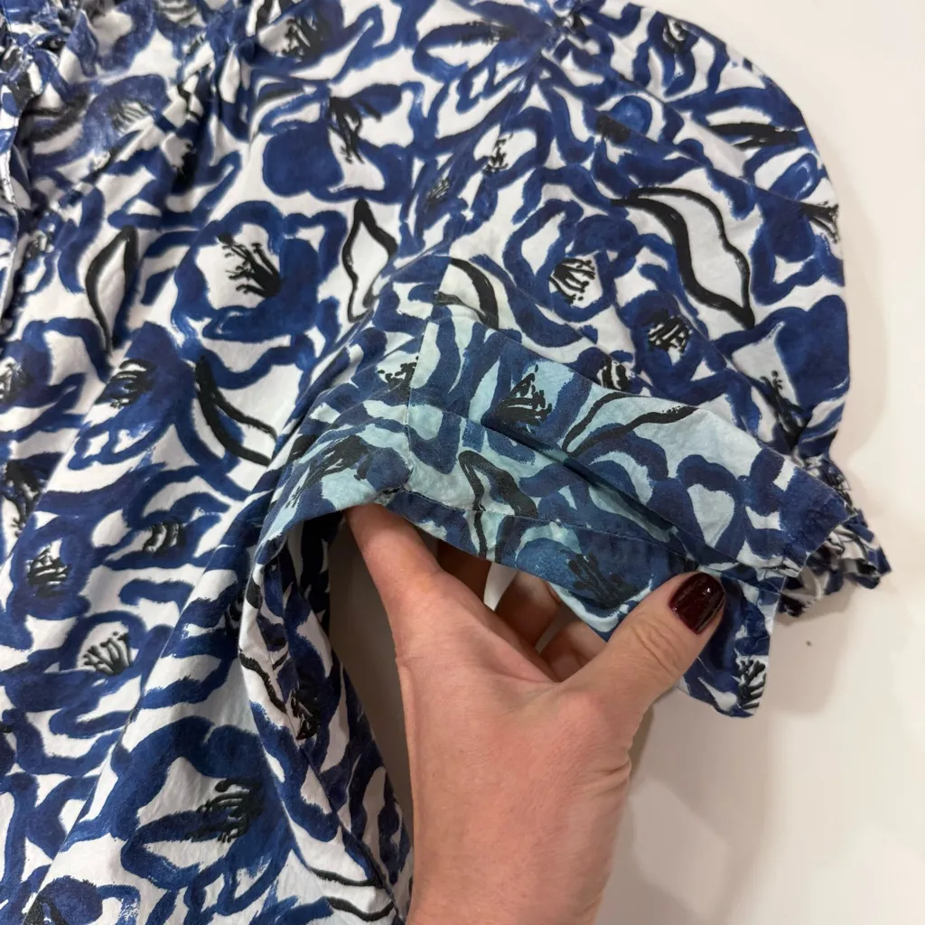 APIECE APART Blue White Floral
Cotton Las Alturas Mini Dress
Size Large - Image 5