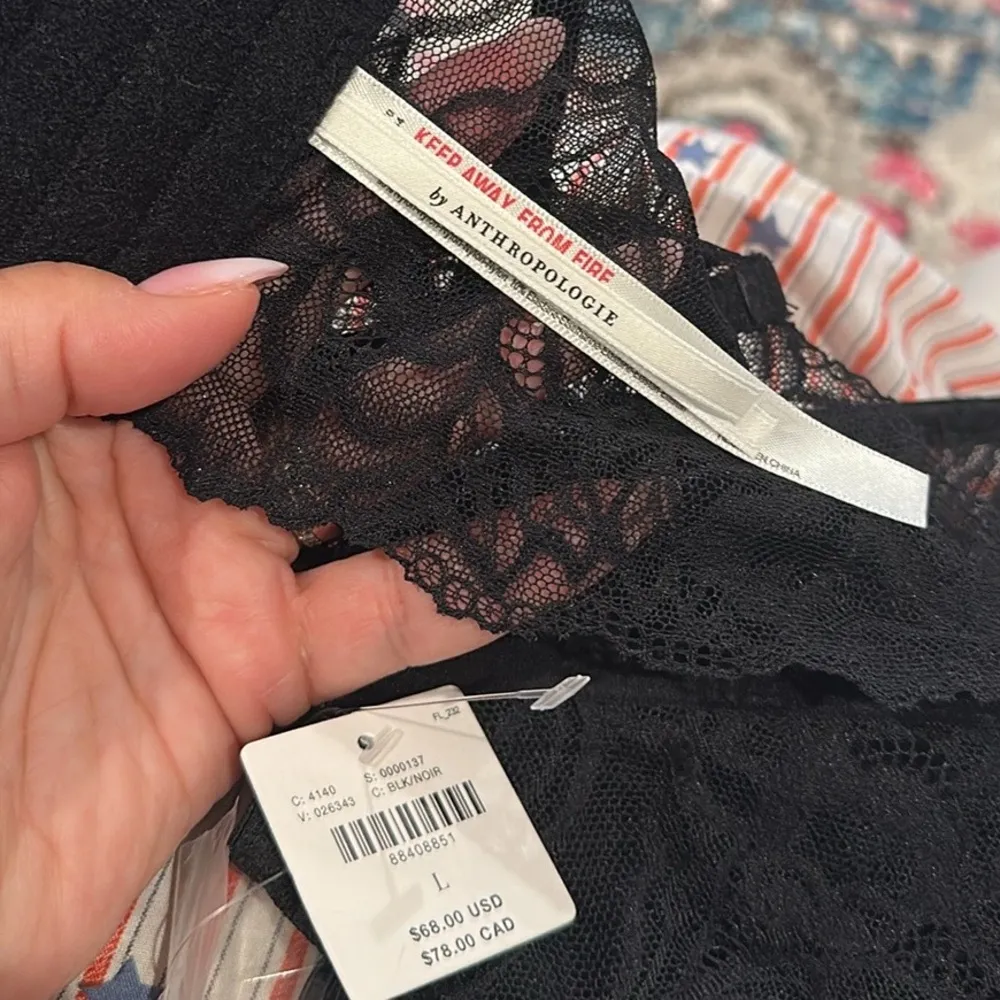 Anthropologie Black Lace Bustier Underwire Bra Removable Straps L - Image 6