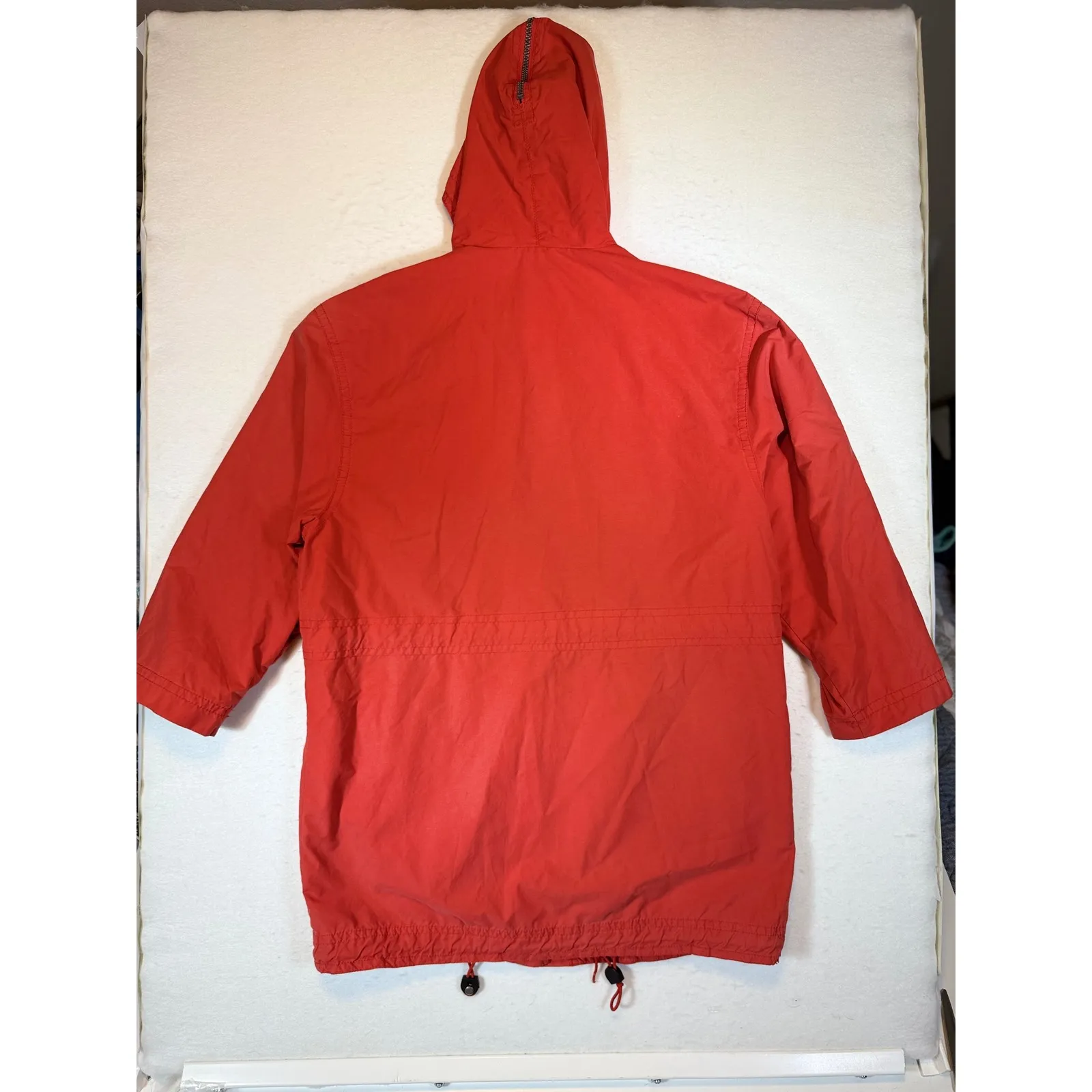 London Fog Red Hooded Anorak Jacket Womens L Lightweight Drawstring Casual - Image 2
