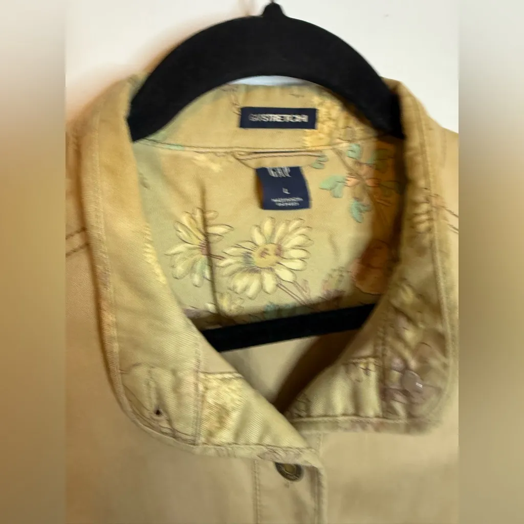 Gap Vintage Floral Trim Y2K Tan Khaki Jacket - Image 7