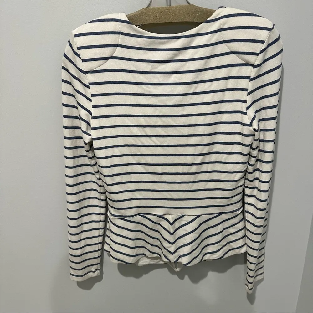 Tart Sterling Sweater Jacket in blue and white with Peplum - size Small - Image 2