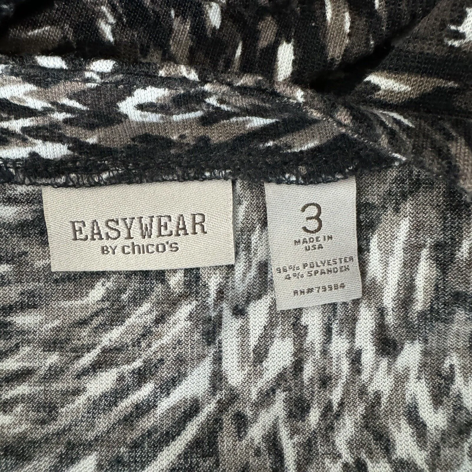 Chicos Sweater Women‎ XL Black White One Button Cardigan Office Neutral Minimal - Image 7