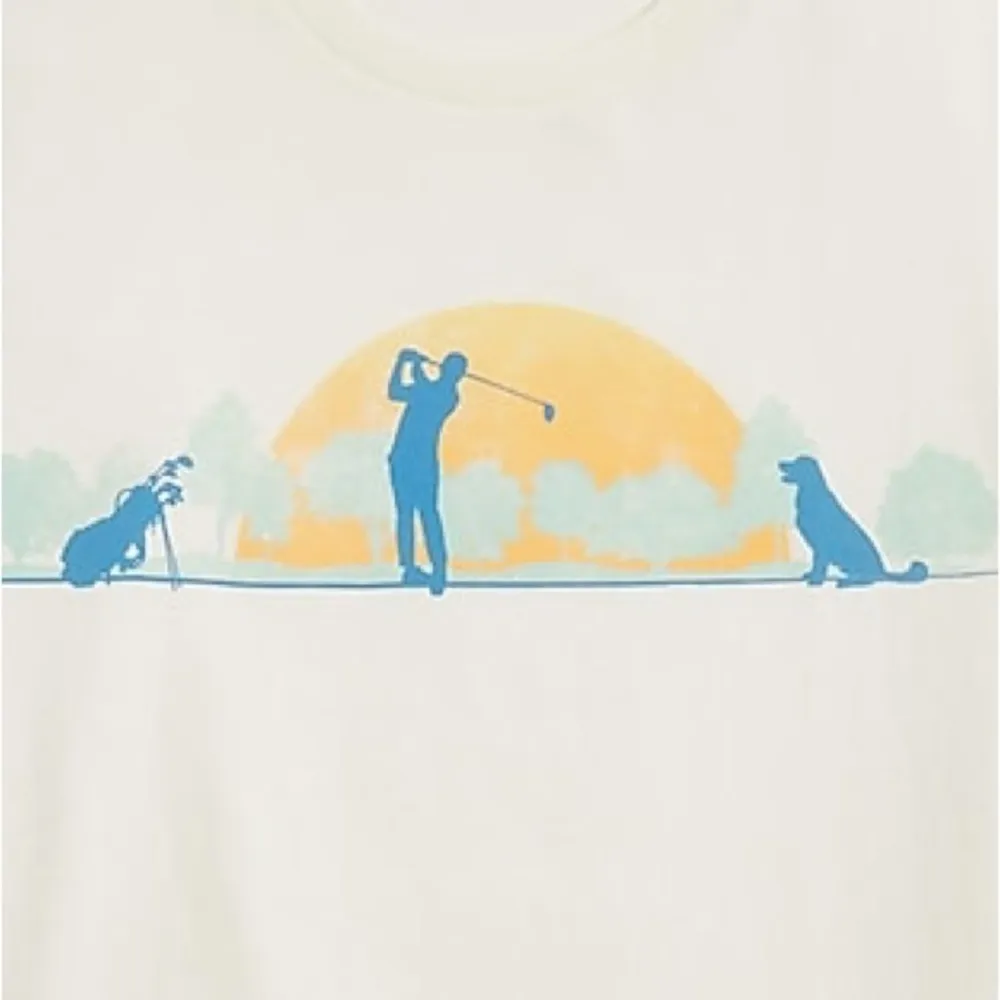 J Crew Factory Golfer Silhouette Graphic Tee Shirt Small Cream 100% Cotton - Image 2