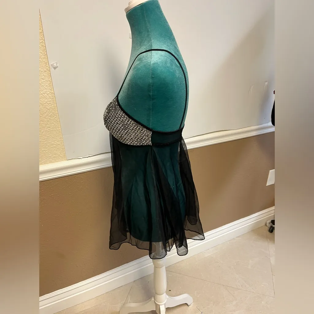 Vintage Escante Black Sheer Babydoll Lingerie with Silver Sequin Cups - Image 5