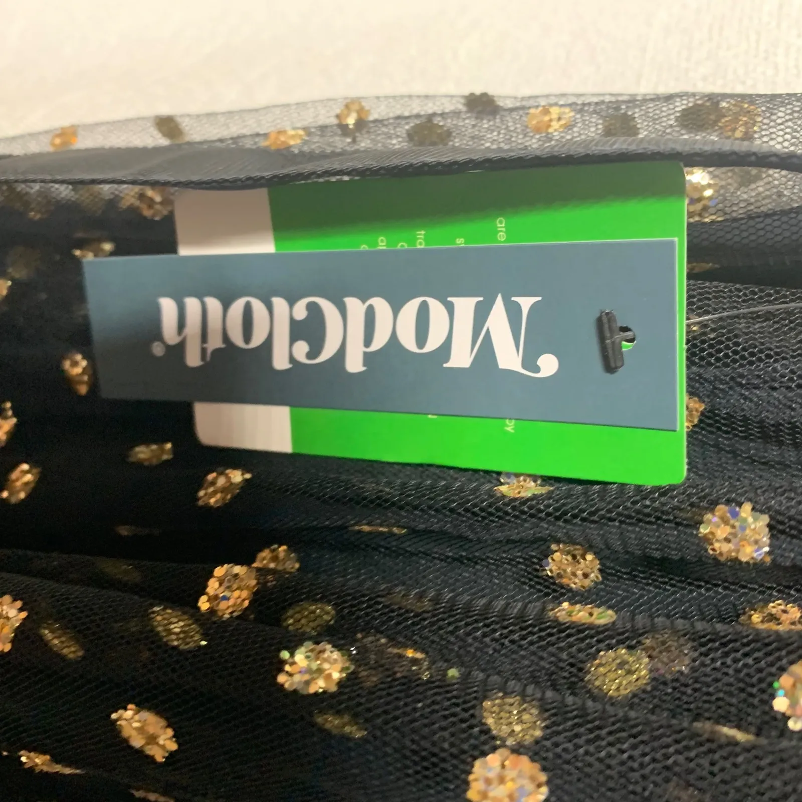 Modcloth gold polka dot tulle black dress medium party holiday wedding‎ guest - Image 4