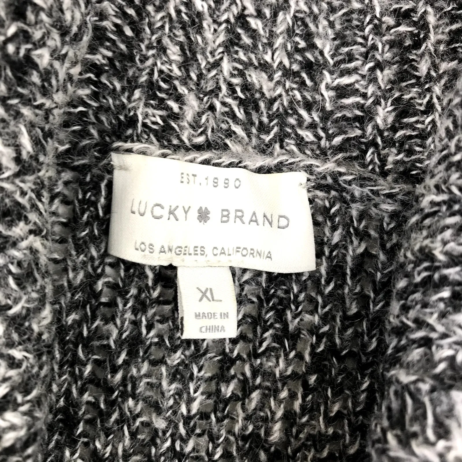 LUCKY BRAND Sweater-Tunic Sz XL Black Cowl Neck Side Button Cozy Retro Boho Y2K - Image 10