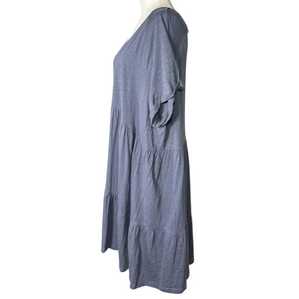 For The Republic Womens Plus Size Dress 2X Blue Tiered Tunic 95% Cotton Blend - Image 2