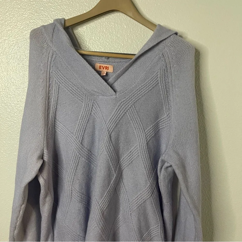 Evri hoodie sweater light pastel purple v neck size 0X Plus or US12W - Image 5