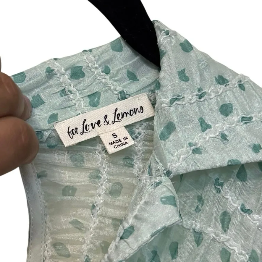 For Love & Lemons Green Polka Dot Drea Long Sleeve Mini Dress Size Small - Image 4