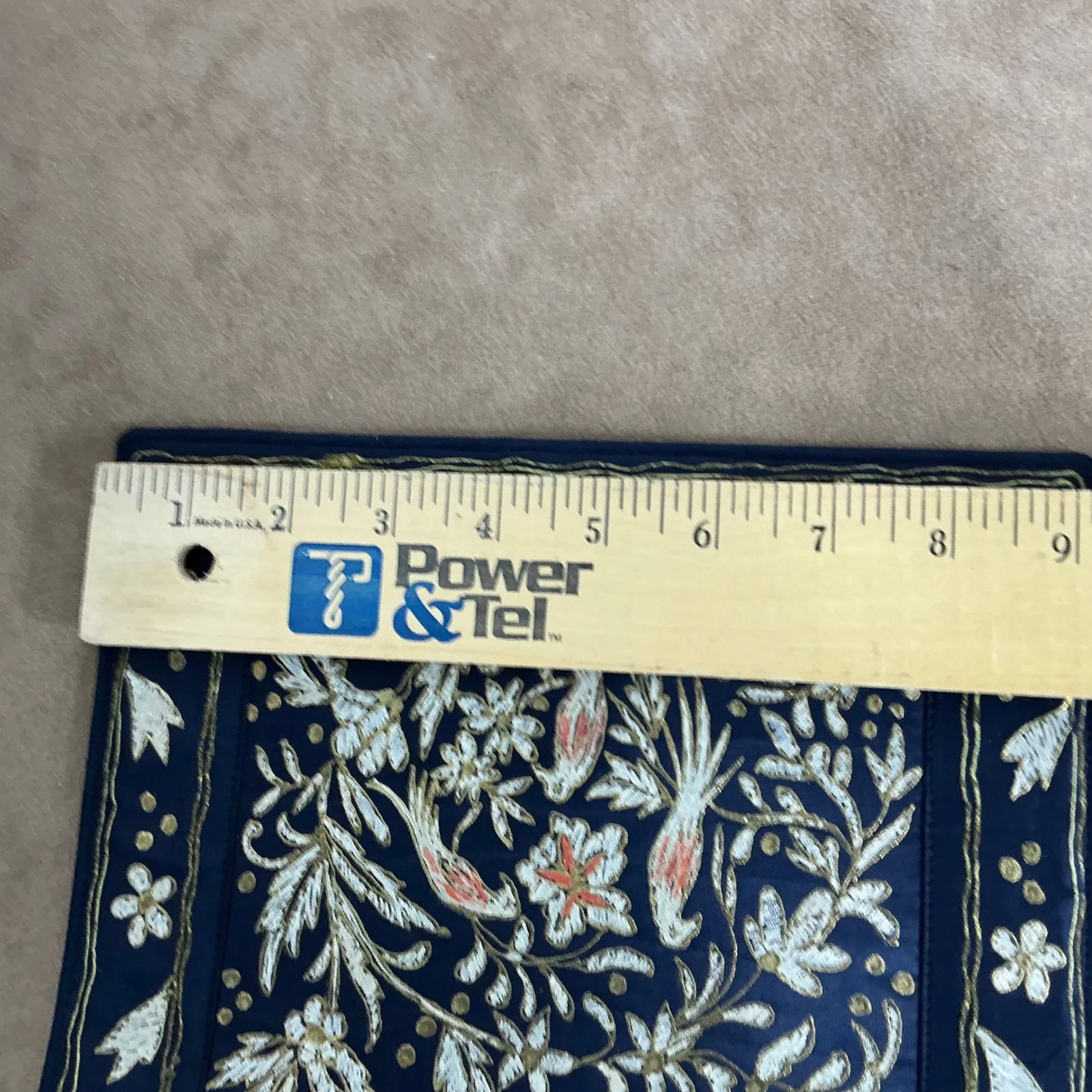 Embroidered Evening Clutch Purse Navy Blue Gold Birds Floral Evening Bag Black - Image 6