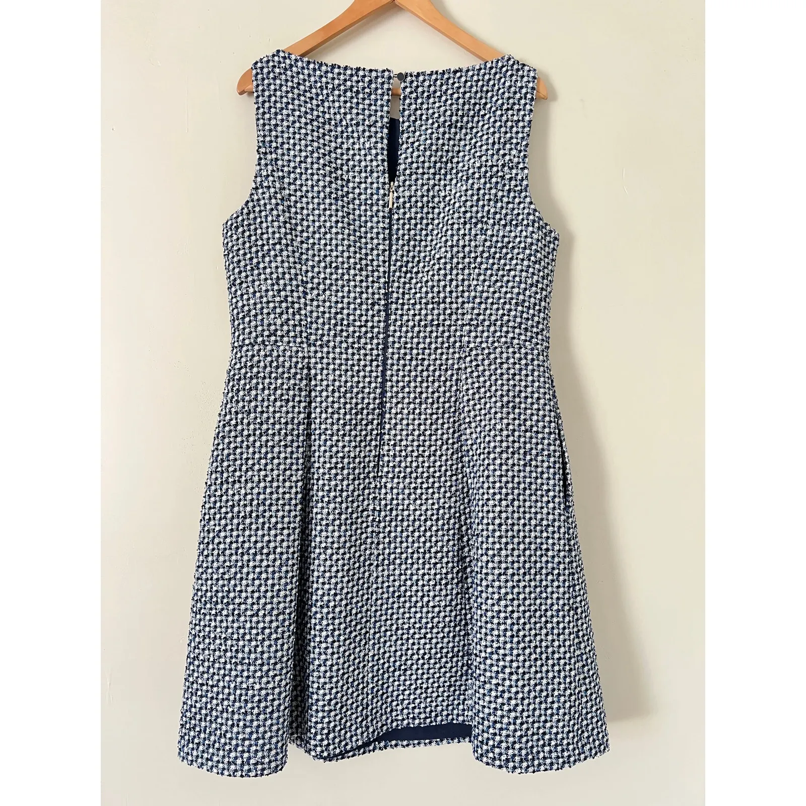 Kate Spade Nautical Tweed Dress Sleeveless Fit Flare A-Line 14 Blue White - Image 7