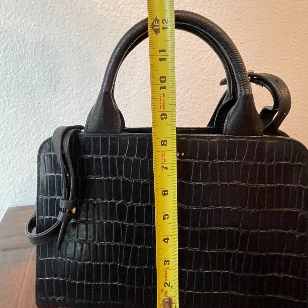 Radley London Croc Embossed Black Leather Satchel - Image 9