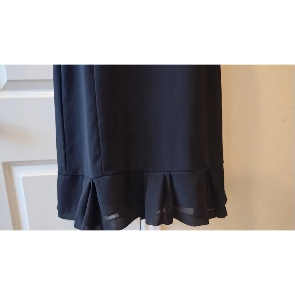 Danny & Nicole Womens Black Sheath Dress Size 14P Pleated Hem Sleeveless Classic - Image 3