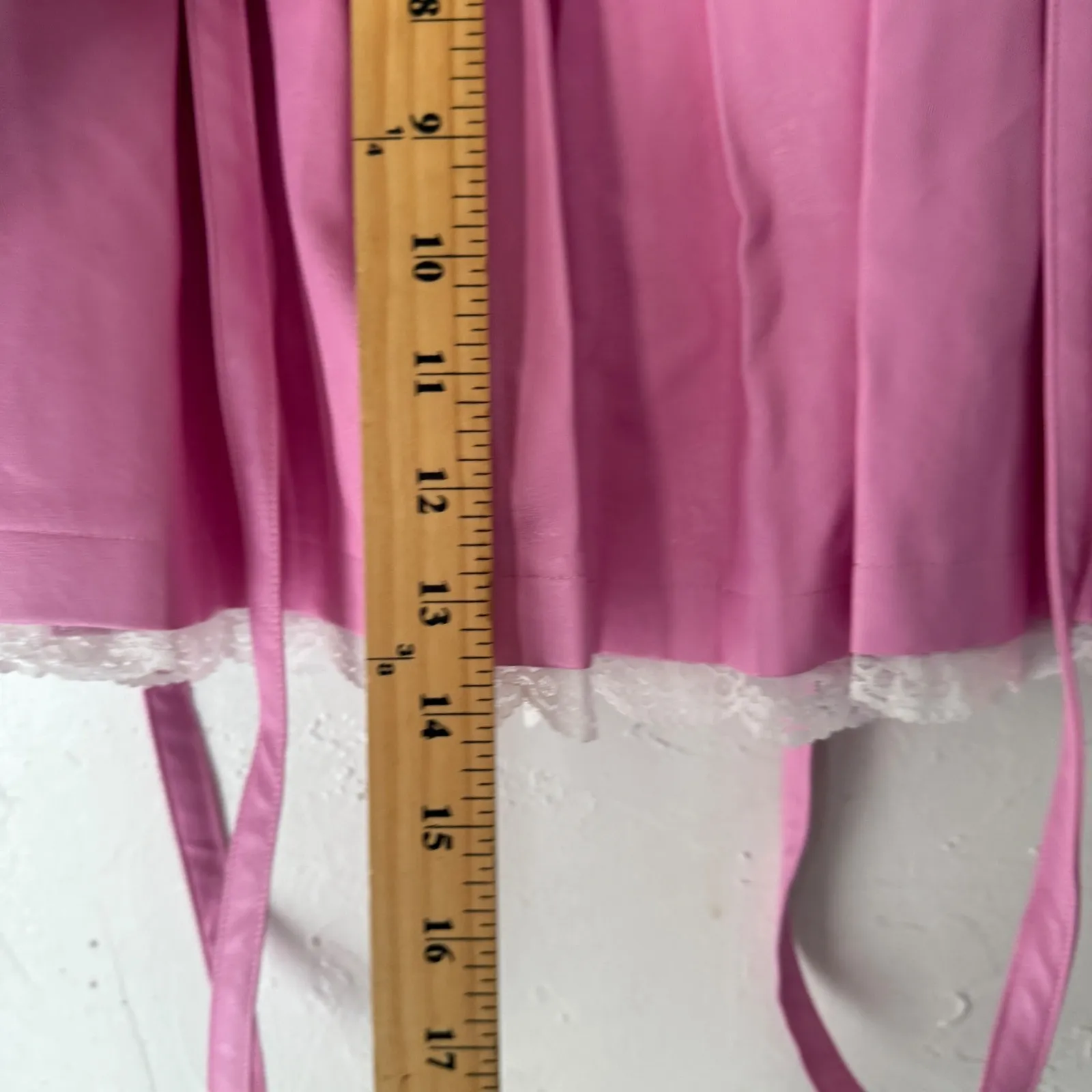 LittleForBig Pink Faux Leather Pleated Skirt Lace Straps L Gothic Grunge Scene Size L - Image 5