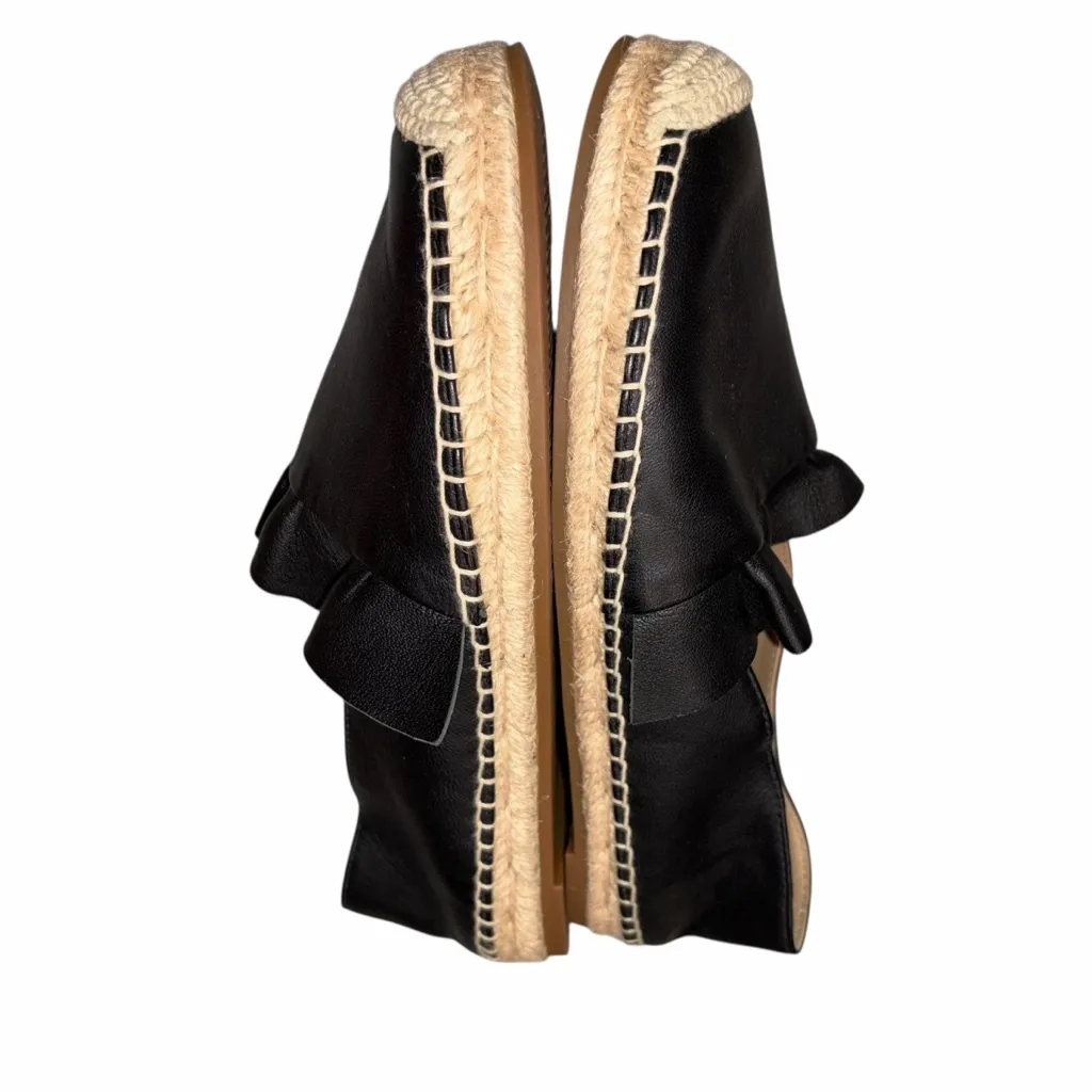 NEW Michael Kors Collection Black Leather Laticia Espadrille Flats Shoes 36 6 - Image 6