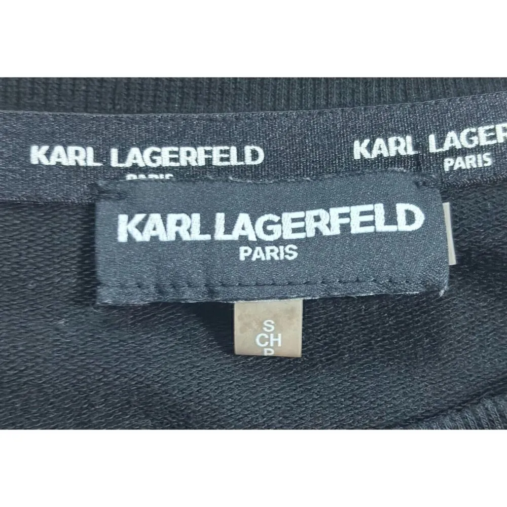 Karl Lagerfeld Sweater Size Small Lace Black Minimalist Preppy Dainty Goth Work - Image 6