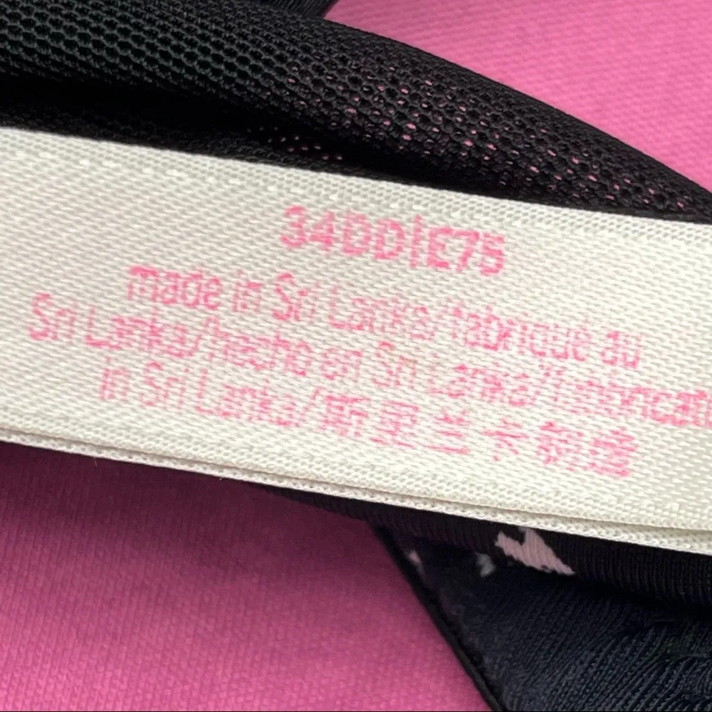 PINK VICTORIA’S SECRET Gray Pink Graphic Lightly Line T-Shirt Bra, Size 34DD - Image 3