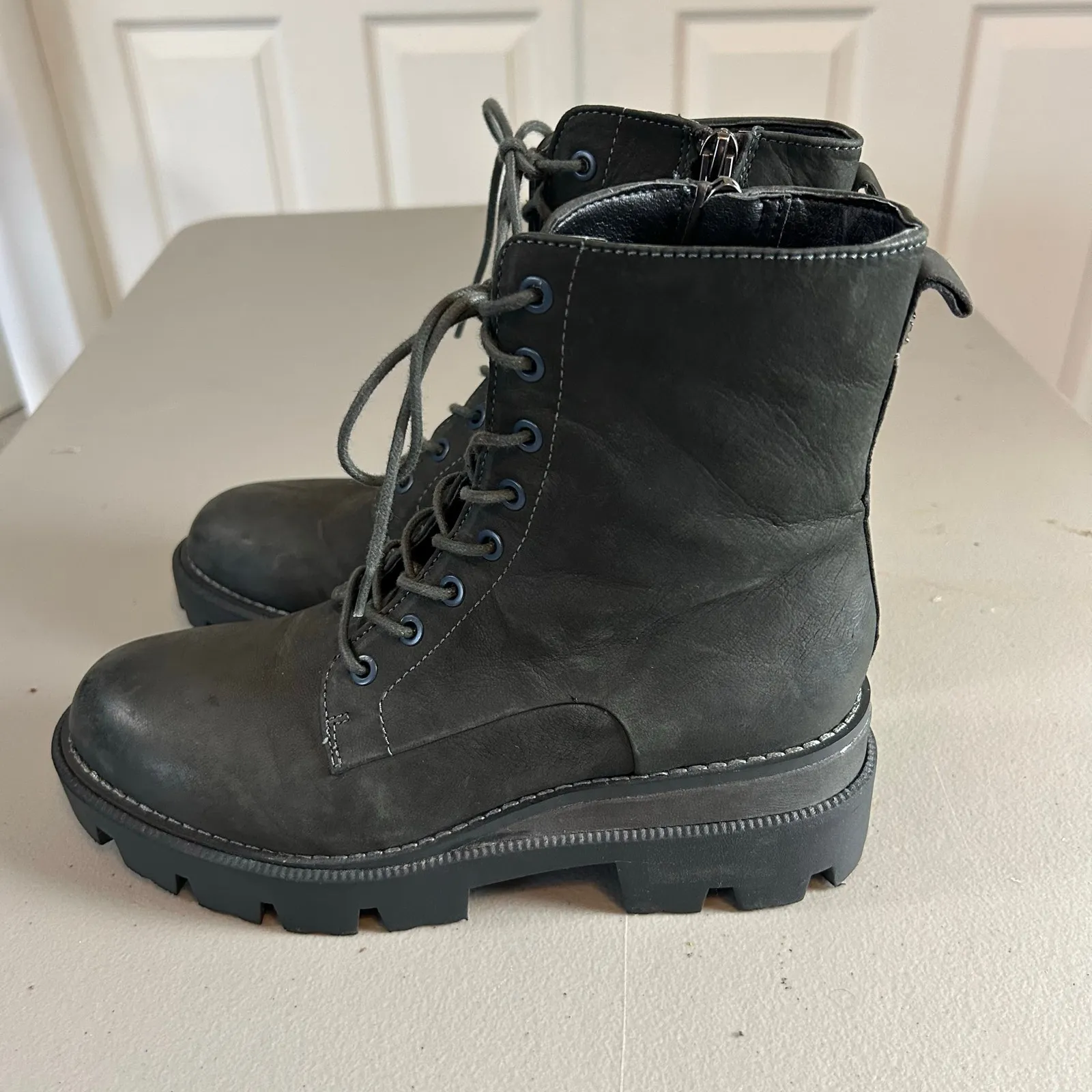 Sam Edelman Garret Platform Combat Boot Size 7 Moonlight Grey Leather - Image 9