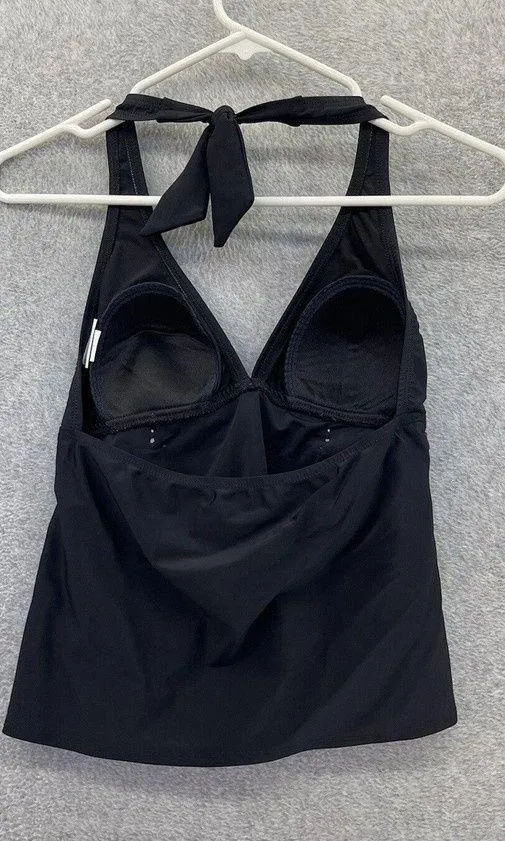 Contour Women's Tankini Halter Black Purple Trim Size 6 Swim Top - Image 2