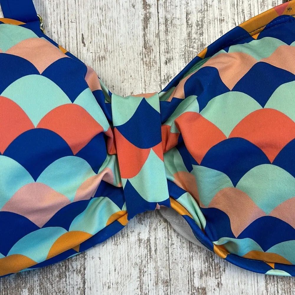 As Rose Rich NWT Blue Multi Patterned Swim Bikini Top Size 2X - Image 2