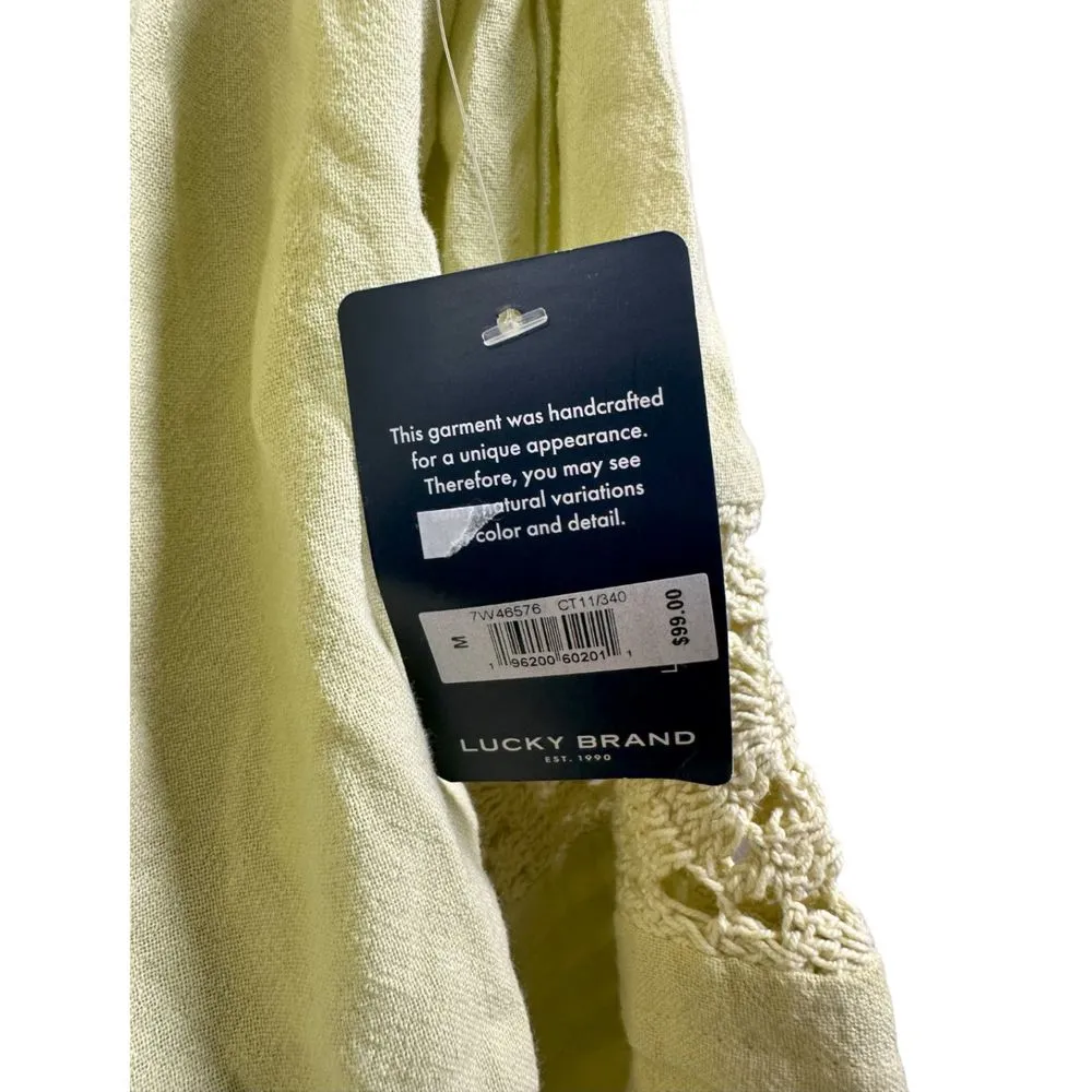 Lucky Brand Crochet Peasant Blouse Citron Green Women's Medium NEW with Tags - Image 10