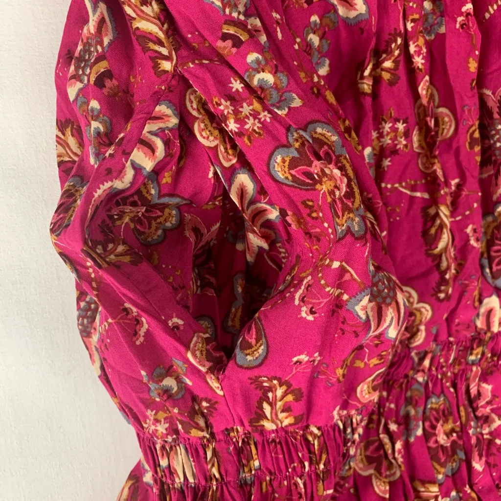 Free People Size small sweet escape Pink Floral Long Sleeve Dress boho doen - Image 8