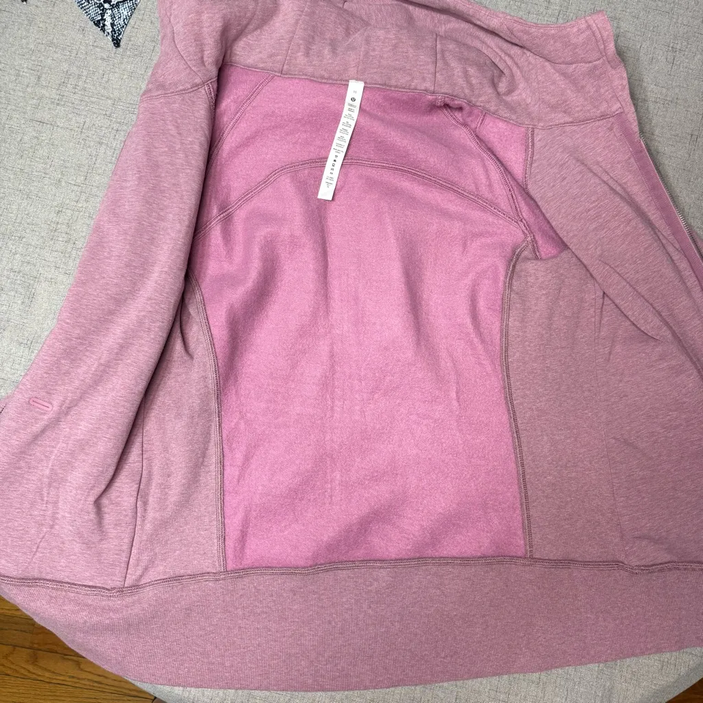 Lululemon Scuba Hoodie Jacket Light Cotton Fleece Heathered Velvet Dust Size 10 - Image 10