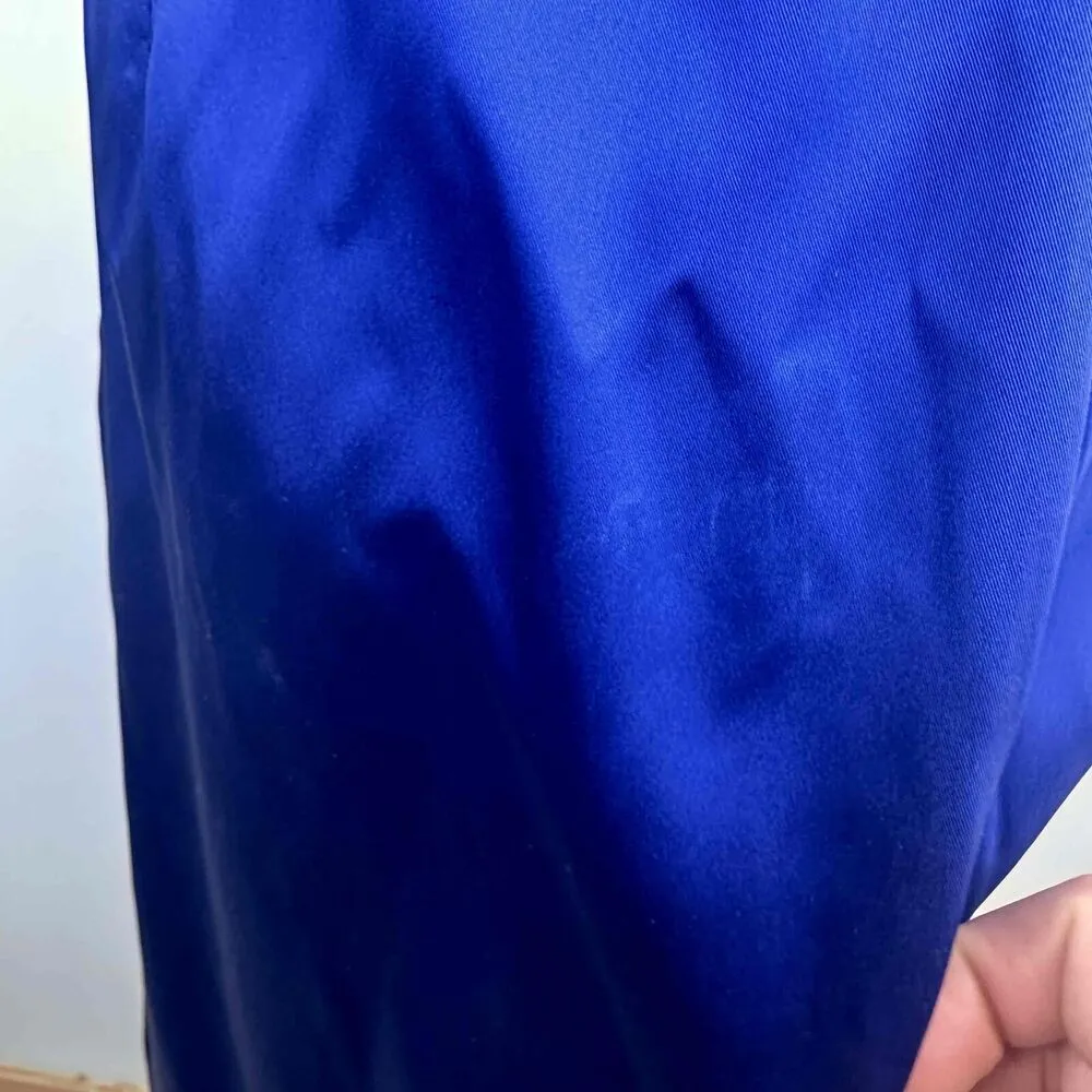 Dusk Collection By Sheila Yen Cobalt Blue Strapless Pleated Dress Size 6 Purple - Image 8