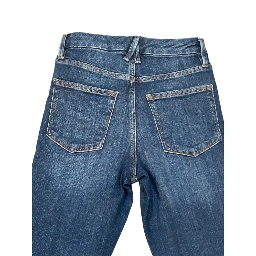 Good American Skinny Jeans Women's Size 0 Dark Blue Distressed Button Fly Denim - Image 8