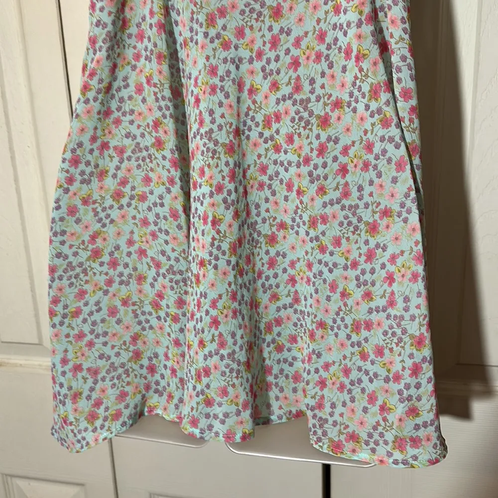 Victoria's Secret Vintage 1990s Y2K Blue Floral Open Front Satin Cami Top M - Image 14